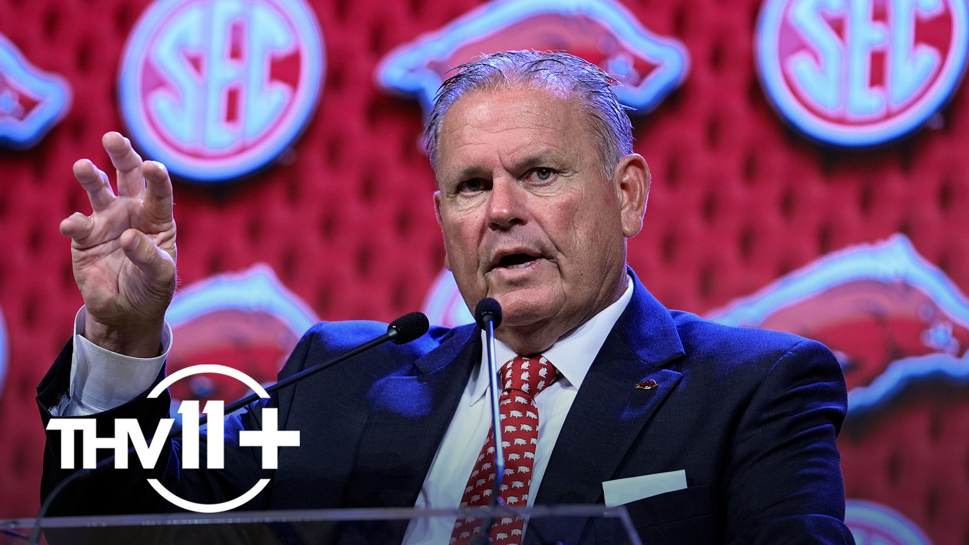 Head coach Sam Pittman took the main stage during SEC Media Day to preview the upcoming 2024 season for the Arkansas Razorbacks.